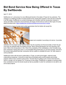 Bid Bond Service Now Being Offered In Texas By Swiftbonds