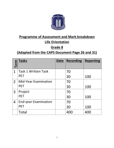 Assessment plan lo grade 8