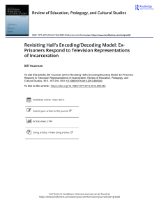 Revisiting Hall s Encoding Decoding Model Ex Prisoners Respond to Television Representations of Incarceration