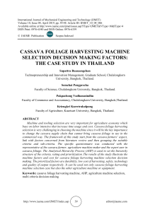 CASSAVA FOLIAGE HARVESTING MACHINE SELECTION DECISION MAKING FACTORS: THE CASE STUDY IN THAILAND