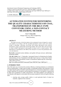 AUTOMATED SYSTEM FOR MONITORING THE QUALITY CHARACTERISTICS OF COAL, TRANSPORTED ON THE BELT-TYPE CONVEYOR, USING A NON-CONTACT MEASURING METHOD