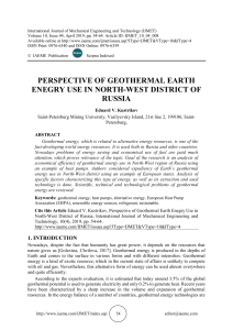 PERSPECTIVE OF GEOTHERMAL EARTH ENEGRY USE IN NORTH-WEST DISTRICT OF RUSSIA