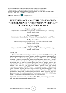 PERFORMANCE ANALYSIS OF 8 KW GRID-TIED SOLAR PHOTOVOLTAIC POWER PLANT IN DURBAN, SOUTH AFRICA 