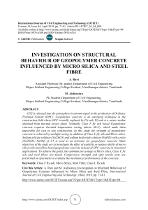 INVESTIGATION ON STRUCTURAL BEHAVIOUR OF GEOPOLYMER CONCRETE INFLUENCED BY MICRO SILICA AND STEEL FIBRE