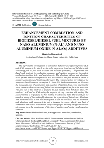 ENHANCEMENT COMBUSTION AND IGNITION CHARACTERISTICS OF BIODIESEL/DIESEL FUEL MIXTURES BY NANO ALUMINIUM (N-AL) AND NANO ALUMINIUM OXIDE (N-AL2O3) ADDITIVES 