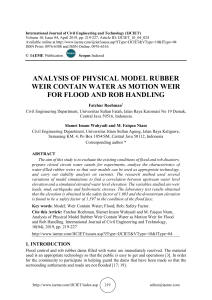 ANALYSIS OF PHYSICAL MODEL RUBBER WEIR CONTAIN WATER AS MOTION WEIR FOR FLOOD AND ROB HANDLING