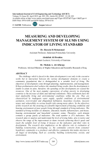 MEASURING AND DEVELOPING MANAGEMENT SYSTEM OF SLUMS USING INDICATOR OF LIVING STANDARD