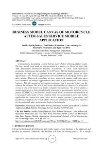 BUSINESS MODEL CANVAS OF MOTORCYCLE AFTER-SALES SERVICE MOBILE APPLICATION