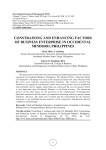 CONSTRAINING AND ENHANCING FACTORS OF BUSINESS ENTERPRISE IN OCCIDENTAL MINDORO, PHILIPPINES 