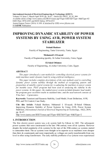 IMPROVING DYNAMIC STABILITY OF POWER SYSTEMS BY USING AVR, POWER SYSTEM STABILIZER 