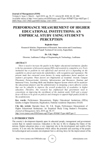 PERFORMANCE MEASUREMENT OF HIGHER EDUCATIONAL INSTITUTIONS: AN EMPIRICAL STUDY USING STUDENT’S PERCEPTION 