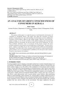 AN ANALYSIS OF GREEN CONSCIOUSNESS OF CONSUMERS IN KERALA 