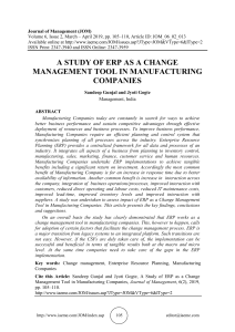 A STUDY OF ERP AS A CHANGE MANAGEMENT TOOL IN MANUFACTURING COMPANIES 