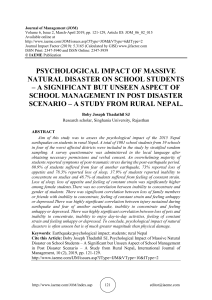 PSYCHOLOGICAL IMPACT OF MASSIVE NATURAL DISASTER ON SCHOOL STUDENTS – A SIGNIFICANT BUT UNSEEN ASPECT OF SCHOOL MANAGEMENT IN POST DISASTER SCENARIO – A STUDY FROM RURAL NEPAL