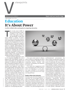 Education: It's About Power - A call to rethink ethics and equity in computing education