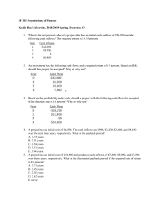 IF 202 Foundations of Finance. Exercises3