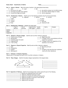 classification of matter review sheet