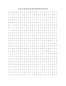 Naming and Bonding Word Search