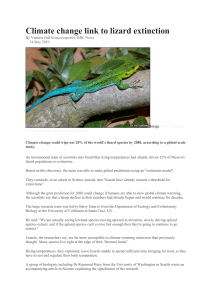 Climate change link to lizard extinction