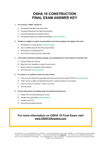 OSHA 10 Construction Final Test Answer Key