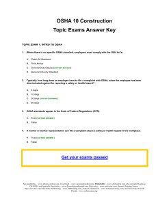 OSHA 10 Hour Construction Exam Answer Key Topic Exams Cl_Sa_Online