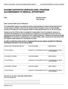 IN HOME SUPPORTIVE SERVICES ACCOMPANIMENT TO MEDICAL APPOINTMENT (SOC 2274)