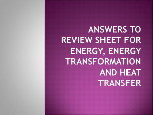 review answers to for energy energy transformation and heat transfer