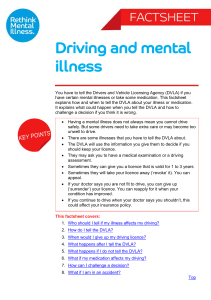 Driving  And  Mental  Illness  Factsheet