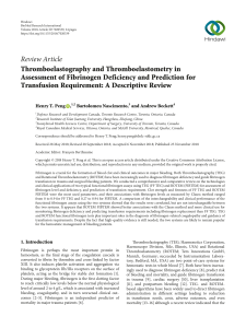 Thromboelastography and Thromboelastometry in Assessment of Fibrinogen Deficiency and Prediction for Transfusion Requirement: A Descriptive Review