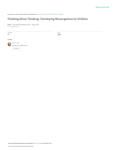 Thinking About Thinking Developing Metacognition