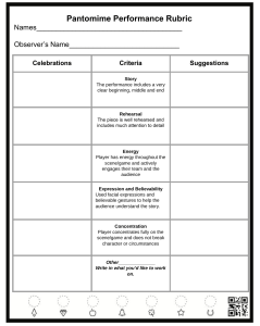 Pantomime Performance Single Point Rubric on RocketBook Template