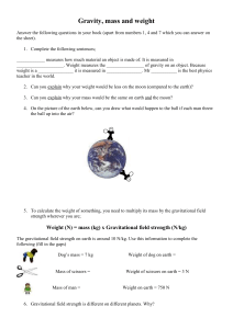 Gravity mass and weight sheet