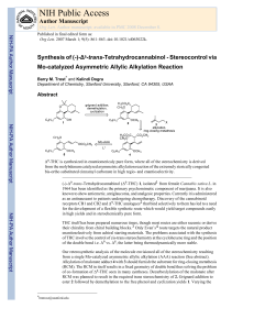 Synthesis of (-)-Δ9-trans-Tetrahydrocannabinol - Stereocontrol via Mo-catalyzed Asymmetric Allylic Alkylation Reaction