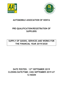 Pre-qualification of Suppliers