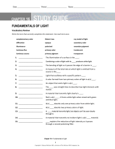 Study Guide Fundamentals of Light Student Editable