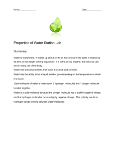 Properties of Water Station 