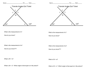 Triangle exit ticket- Interior, exterior and vertical angles