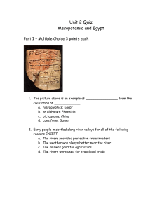 Unit 2 Quiz - Mesopotamia and Egypt