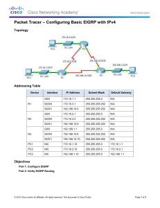 6.2.2.4 Packet Tracer - Configuring Basic EIGRP with IPv4 Instructions
