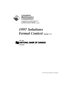 1997 Fermat Solution Math Contest