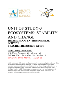 High School Environmental Science Unit 3 Ecosystems 2018-2019