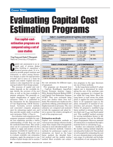 Evaluating capital cost estimation program