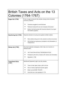 British Taxes & Acts 1763-1767