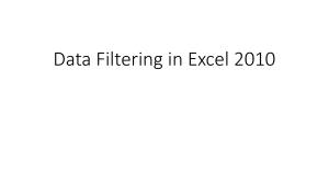 Data Filtering in Excel 2010