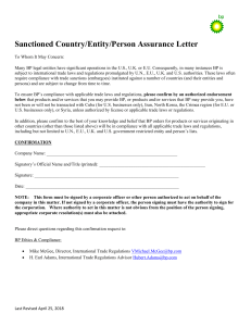 Sanctioned Country Entity Person Confirmation Form (May 2018)