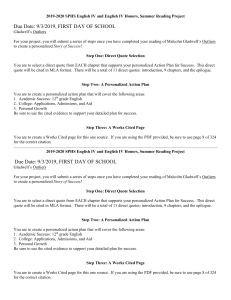 2019-2020 SPHS English IV and English IV Honors Summer Reading Project