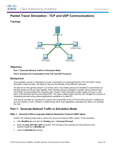 LAB2 Packet Tracer Simulation - Exploration of TCP and UDP Communication