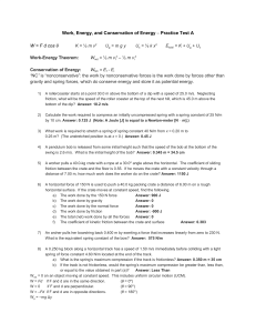 Practice Test A - Work, Energy, and Conservation of Energy - With Answers