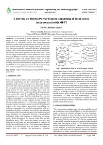 IRJET-A Review on Hybrid Power System Consisting of Solar Array Incorporated with MPPT