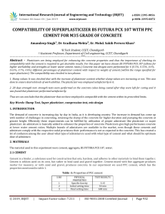 IRJET-Compatibility of Superplasticizer BS Futura PCX 107 with PPC Cement for M35 Grade of Concrete